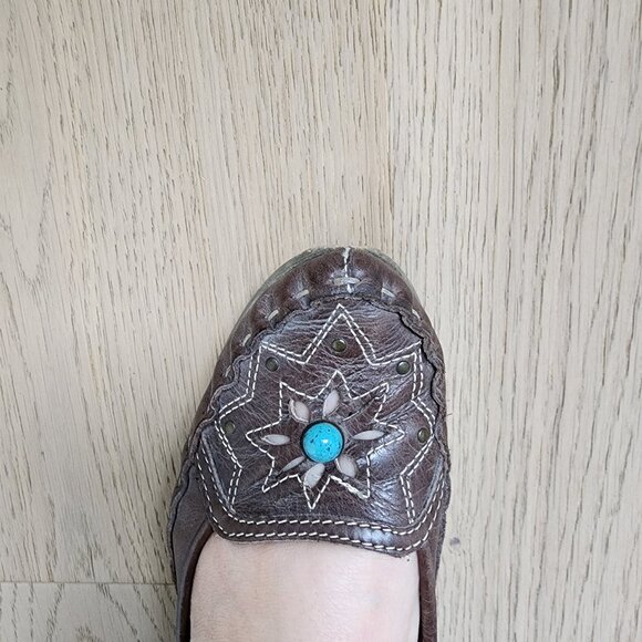 Browns size 7 brown leather moccasin flats - Picture 2 of 11